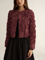 3D Floral Cropped Jacket