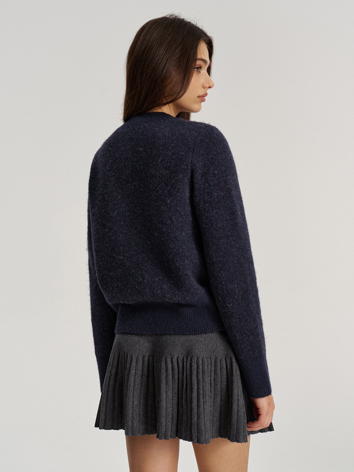 Argyle Jacquard Wool Blend Cardigan