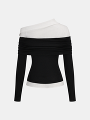 2 in 1 Color-Block Asymmetrical Blouse