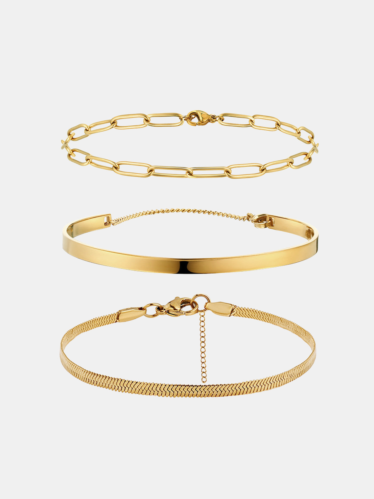3pcs Geometric Chain Bracelet Set