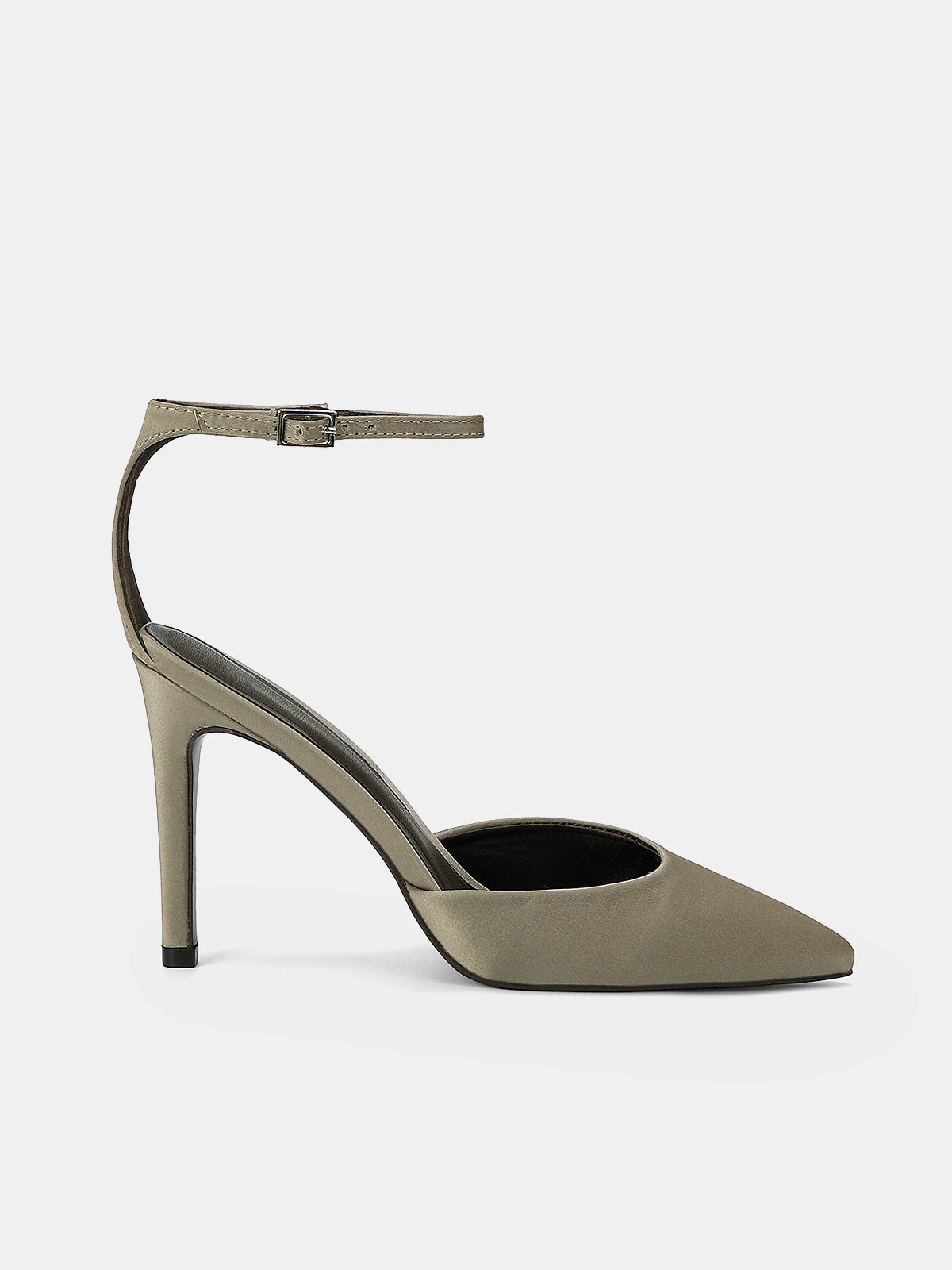 Ankle-Strap Satin Pointed-Toe Pumps