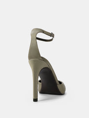 Ankle-Strap Satin Pointed-Toe Pumps