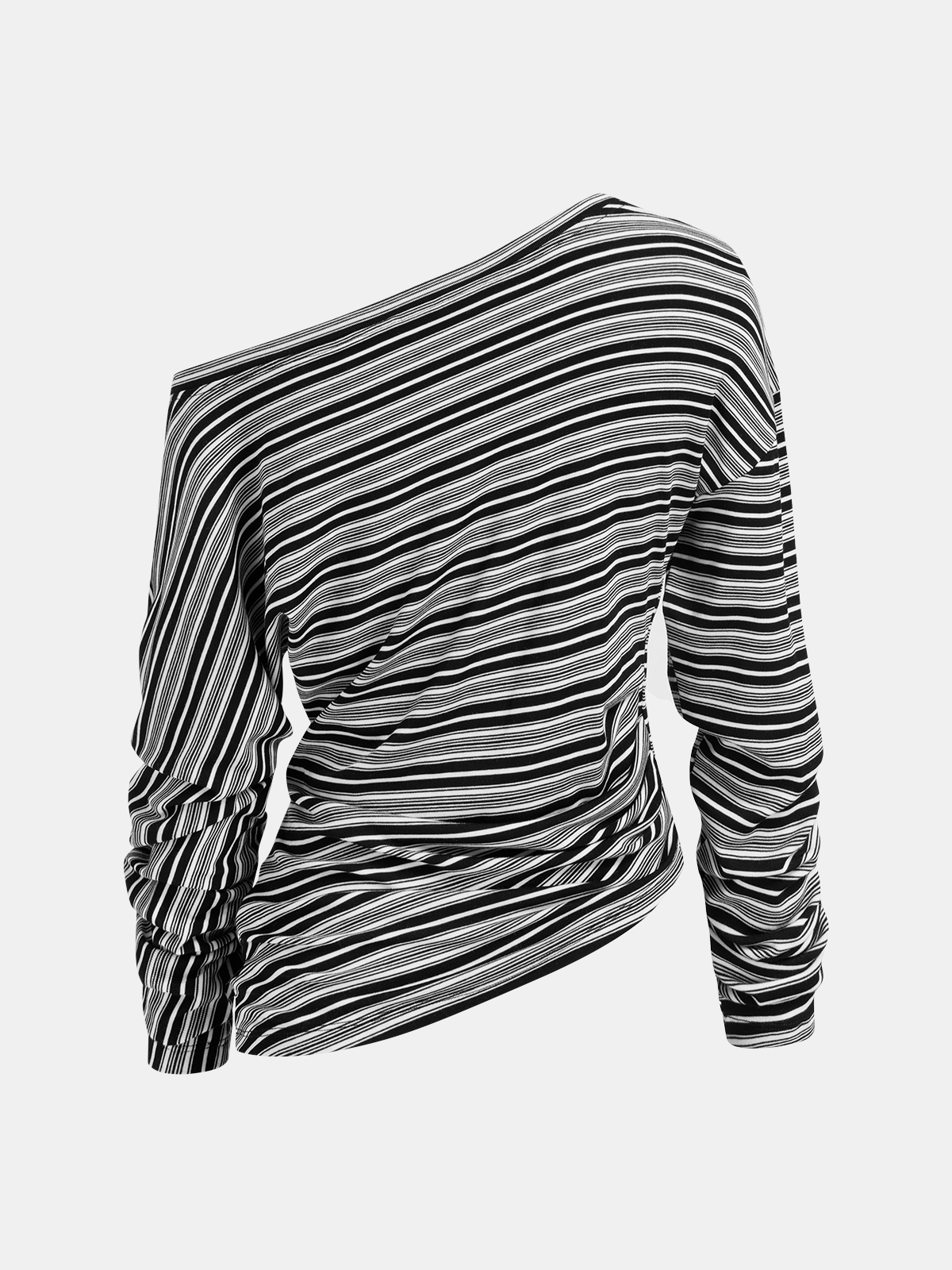 Asymmetric Striped Top with Off-Shoulder Design