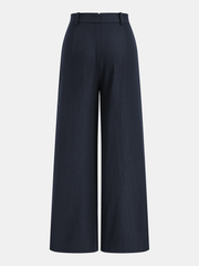Asymmetric Buckle-Accented Wide-Leg Pants