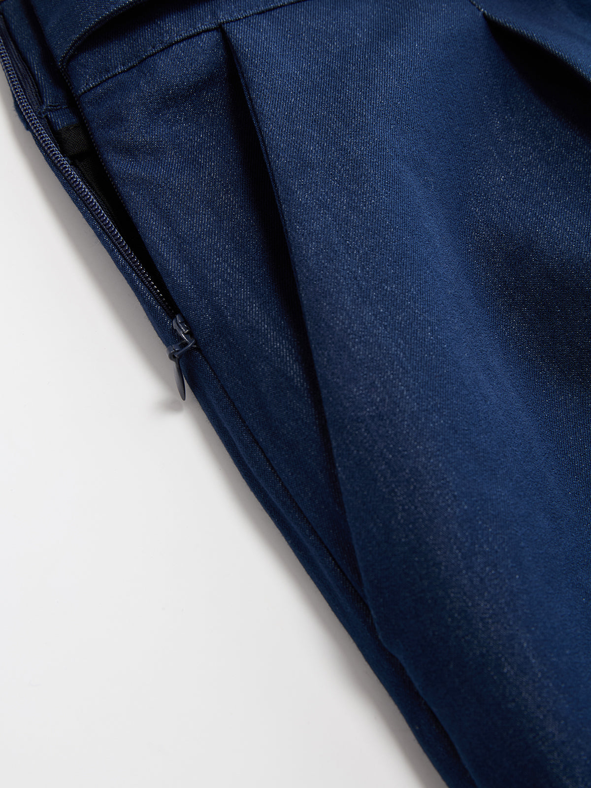 Asymmetrical Buckle-Belt Straight-Leg Pants