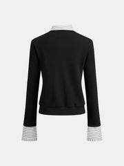 2 in 1 Striped Panel Half-Zip Top