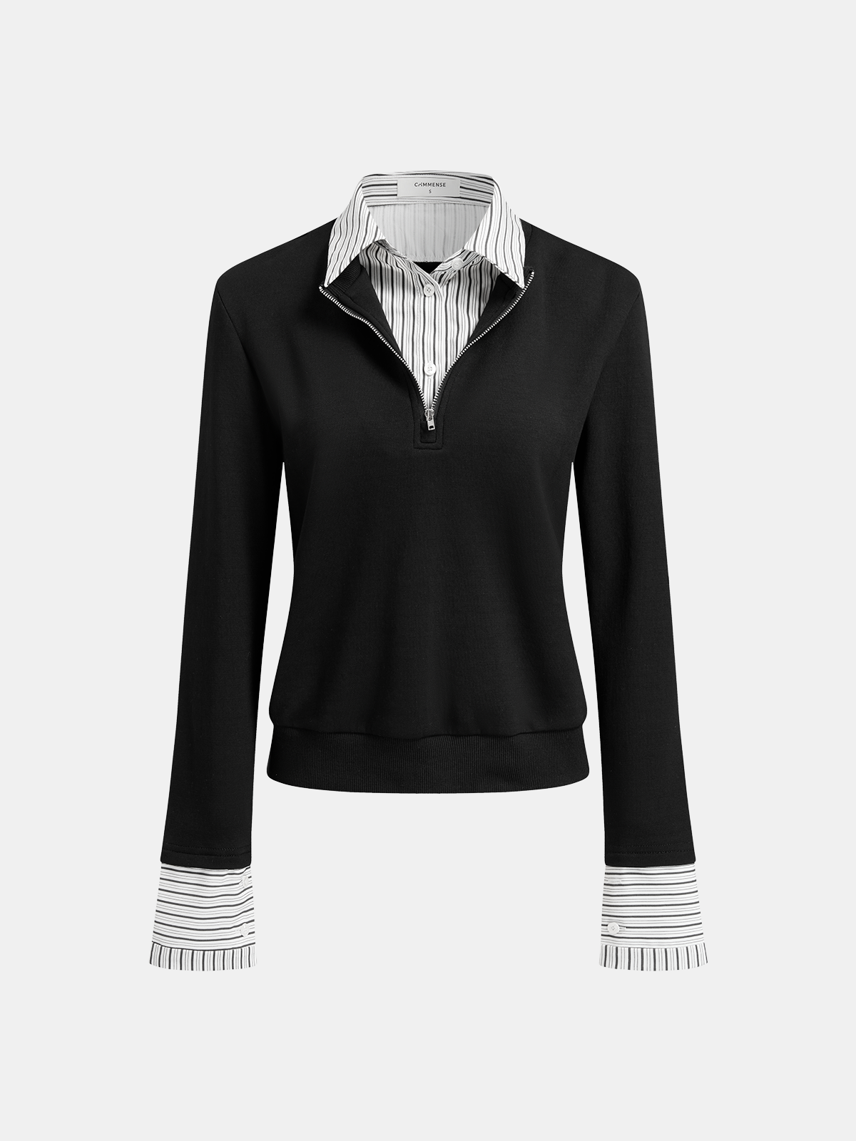 2 in 1 Striped Panel Half-Zip Top