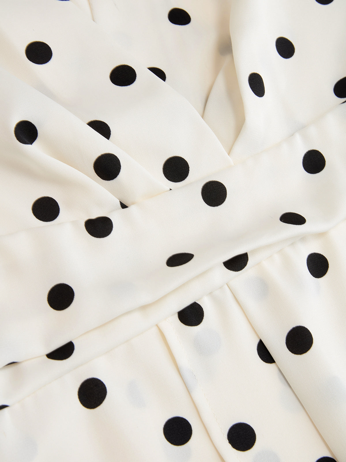 Asymmetric Hem Polka Dot V-Neck Blouse