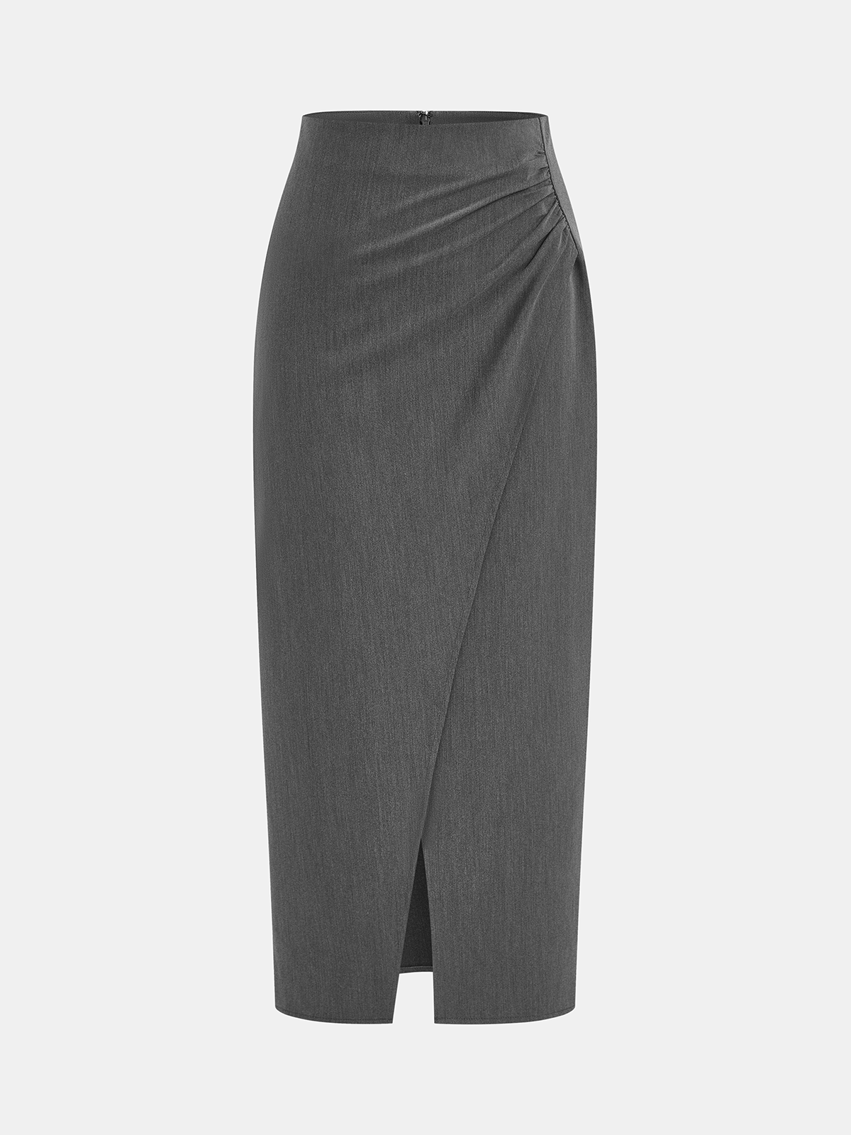 Asymmetric Ruched Midi Skirt