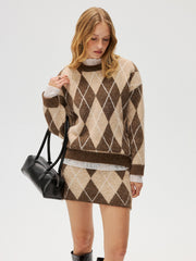 Argyle Knit Sweater & Mini Skirt Set