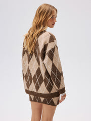 Argyle Knit Sweater & Mini Skirt Set