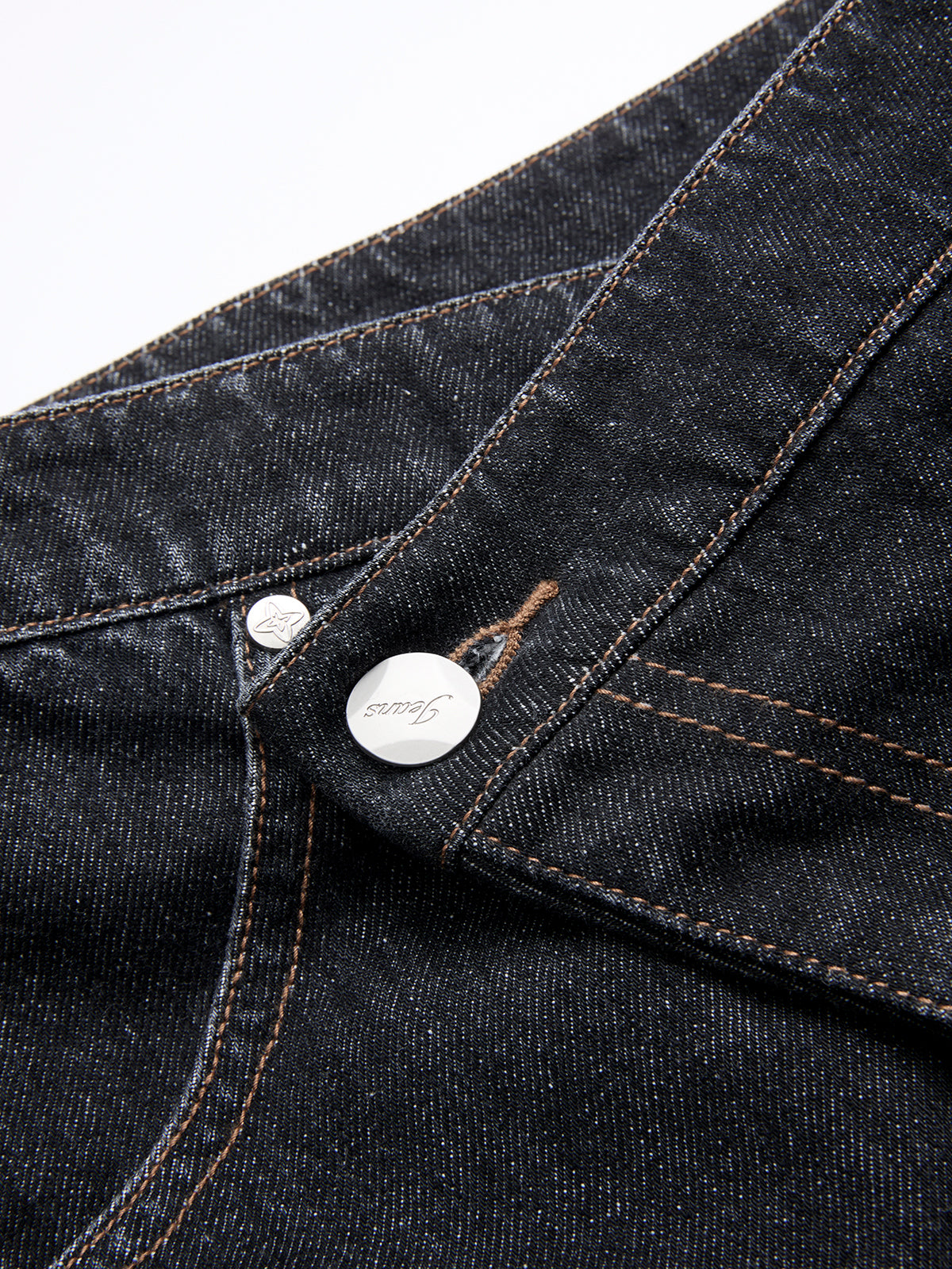 Asymmetric Denim Mid-Waist Straight -Leg Jeans