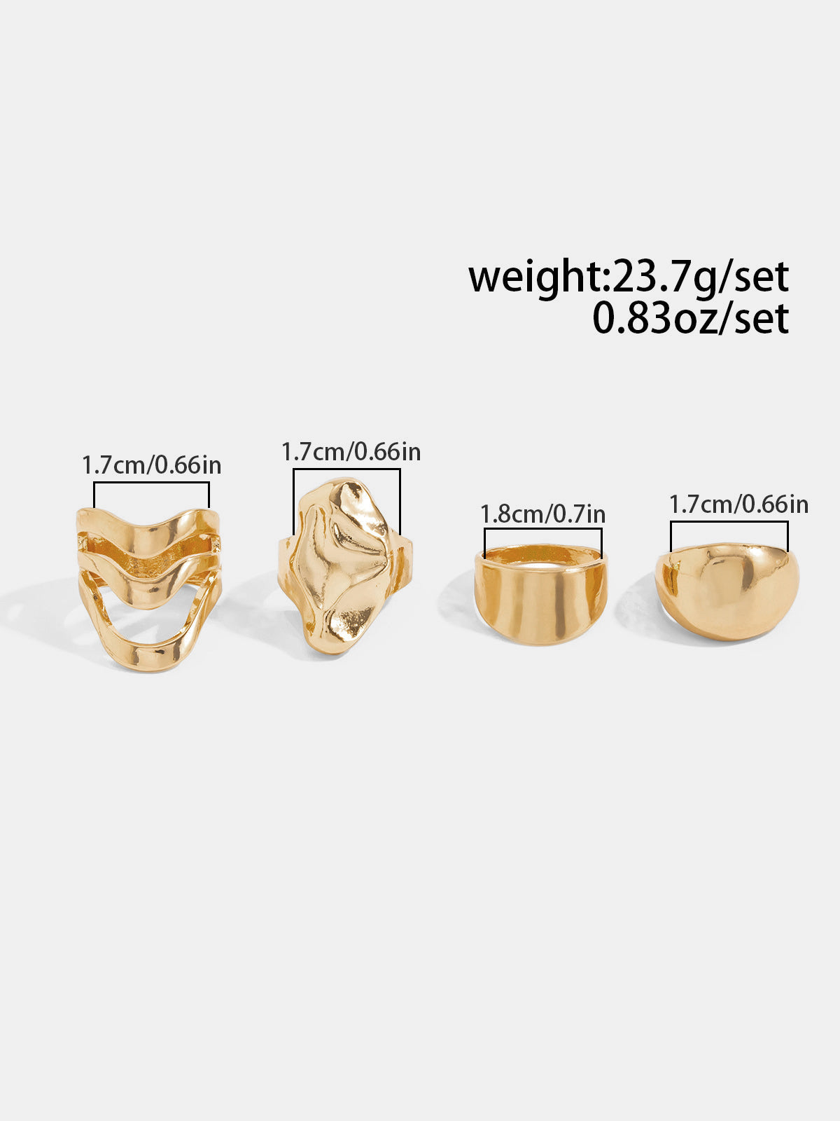 4pcs Irregular Statement Ring