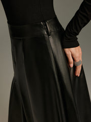 Asymmetric Faux Leather Skirt without Belt