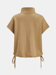 Air-Layered Drawstring Hem Short-Sleeve Top
