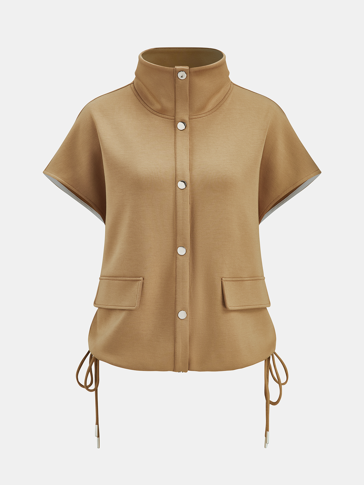Air-Layered Drawstring Hem Short-Sleeve Top