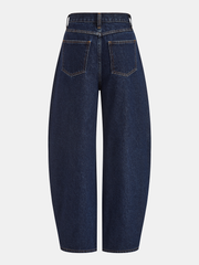 Asymmetric Placket Curved-Leg Jeans