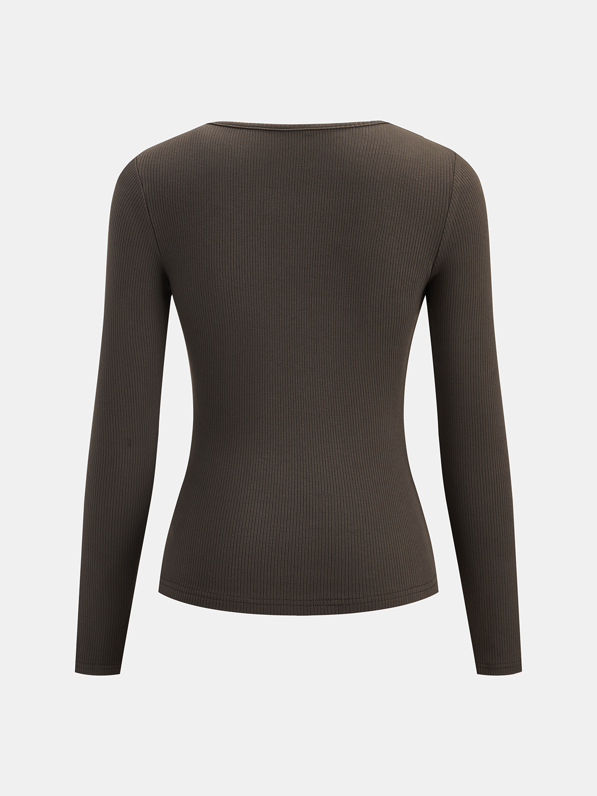 Asymmetric Cut-Out Ribbed Long-Sleeve Top