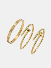 3pcs Screw & Nail Statement Bracelet