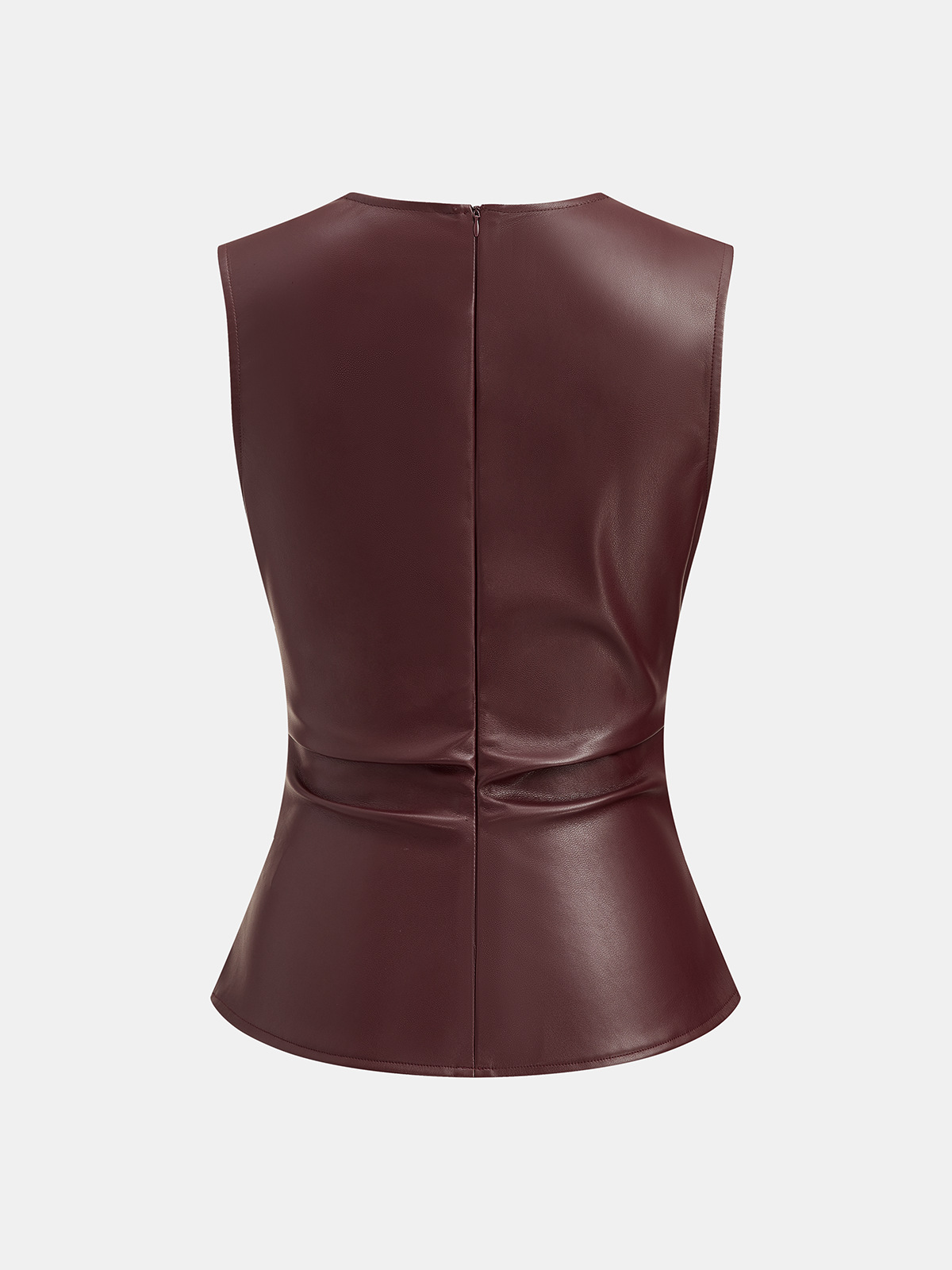 Asymmetric Neckline Ruched Faux Leather Top