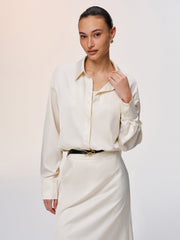 3-Piece Tank Top Satin Shirt Midi Skirt Set