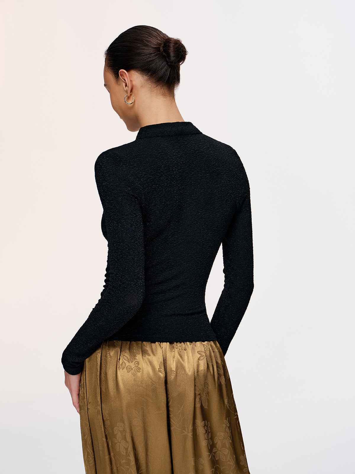 Asymmetric Neckline Sparkle Knit Top