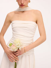 Asymmetrical Hem Ruched Halter Midi Dress