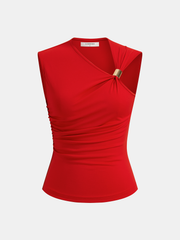 Asymmetric Ruched Top & Drawstring Pants Set