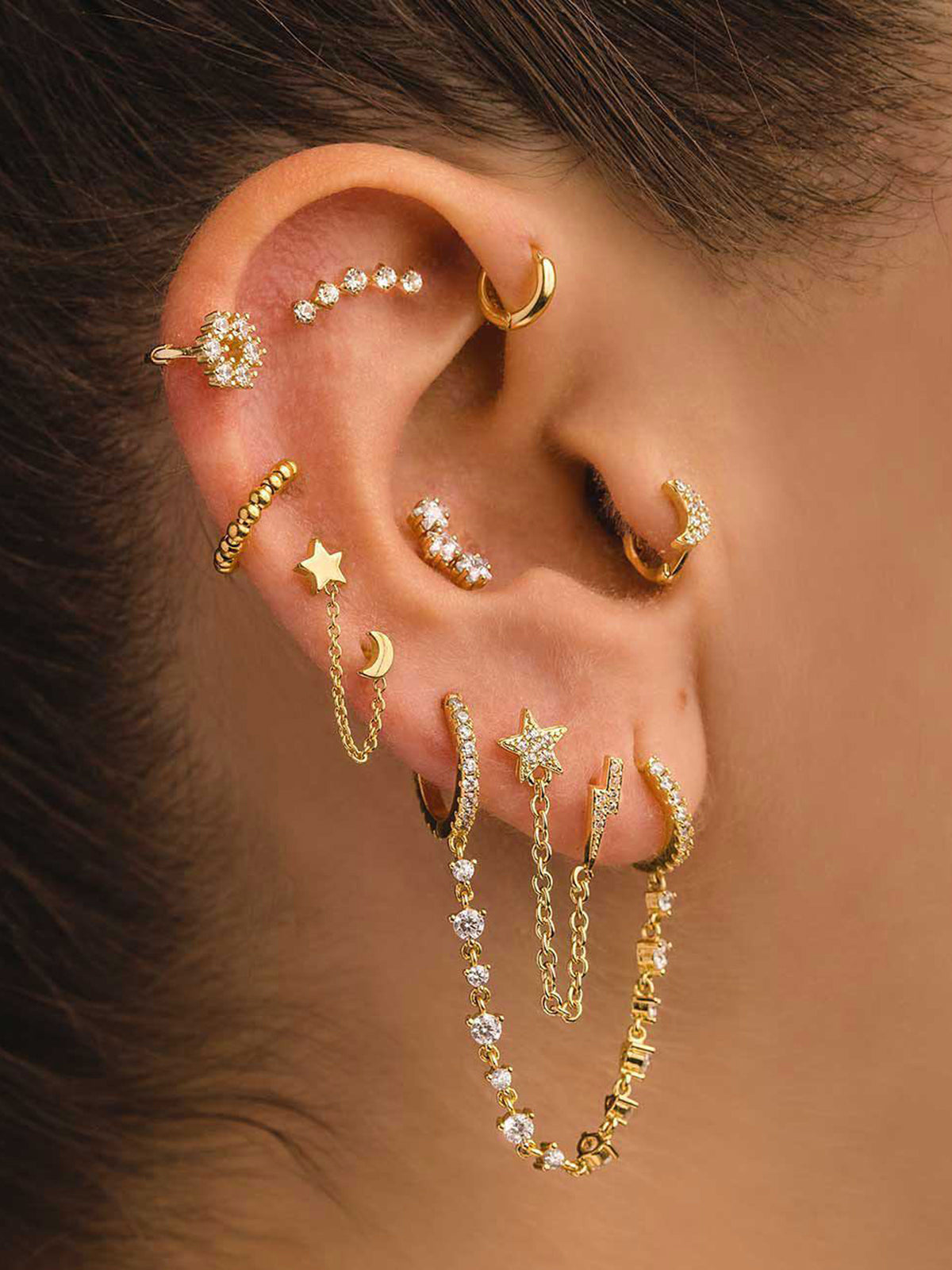 4Pcs Single Ear Celestial Earring