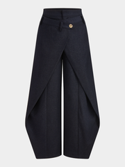 Asymmetric Wrap Wide Leg Pants