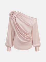3D Rose One-Shoulder Top & Mini Skirt Set