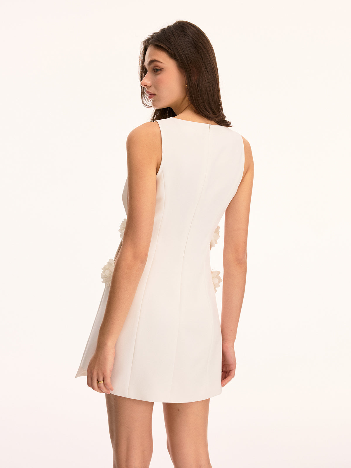 3D Floral Applique Sleeveless Mini Dress