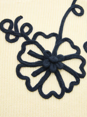 3D Floral Applique Ribbed Knit Vest