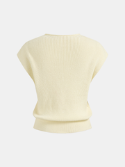 3D Floral Applique Ribbed Knit Vest