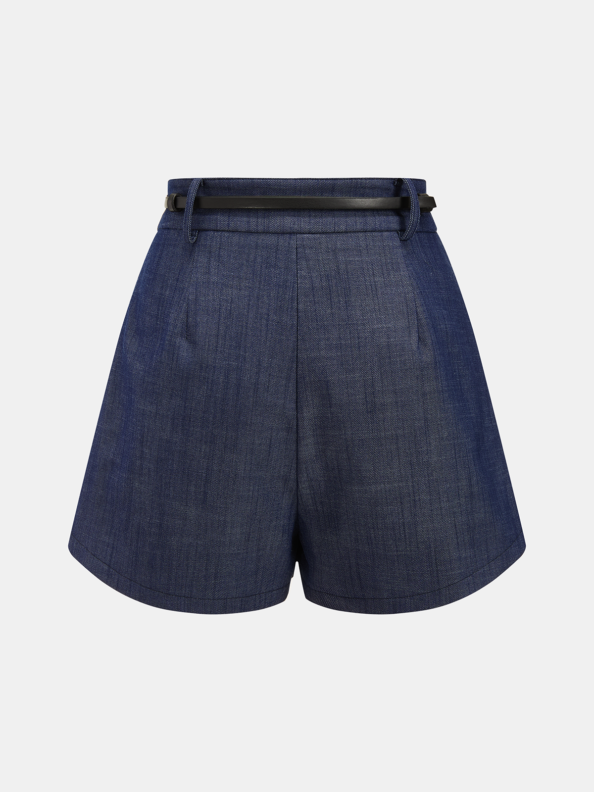 Asymmetric Off-Shoulder Denim Top & Belted Shorts Set