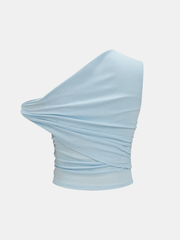 Asymmetric One Shoulder Ruched Slim Top