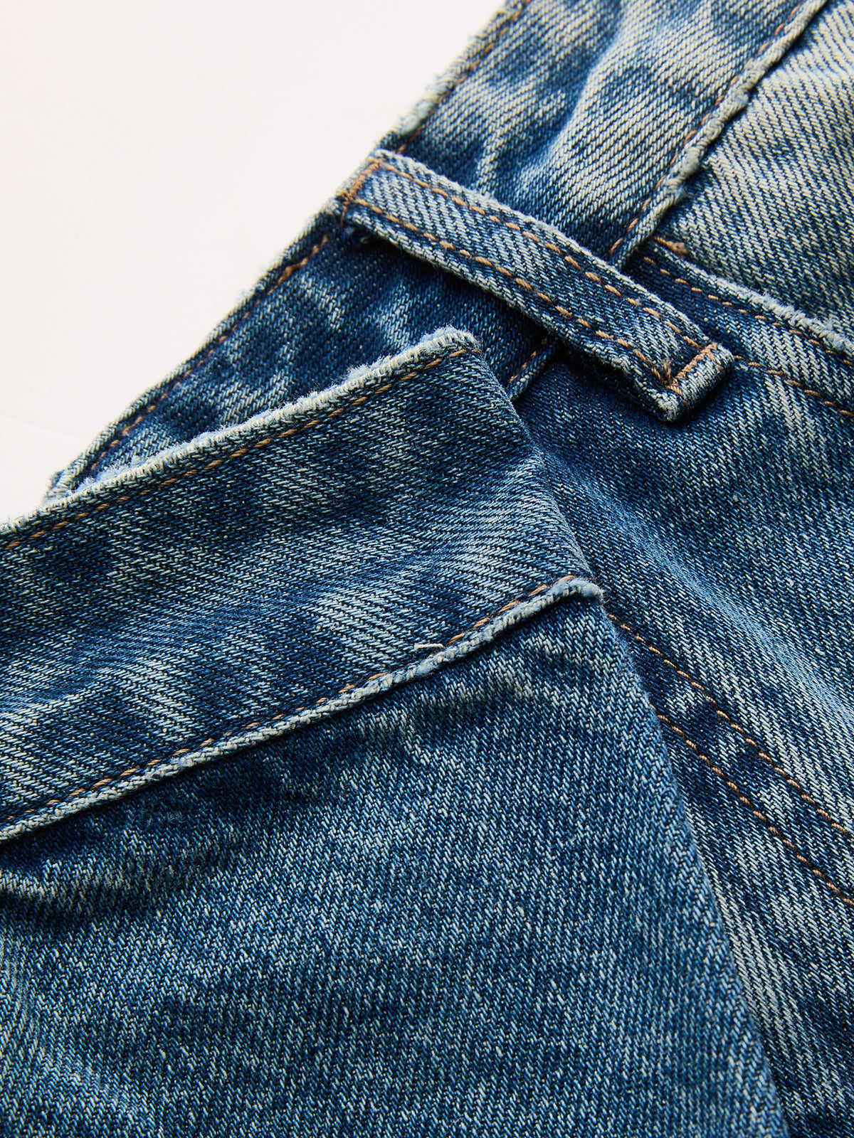 Asymmetric Waist Wide Leg Denim Pants