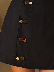 Amber Detail Linen-Blend Mini Skirt