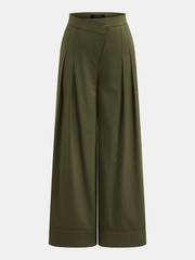 Asymmetric Pleated Wide Leg Pants