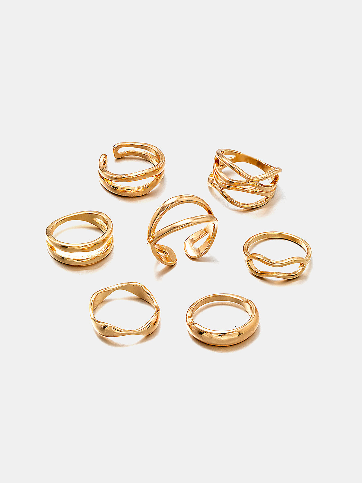 7pcs Hollow Irregular Stackable Ring Set