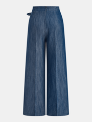 Asymmetric Knot-Waist Wide Leg Pants