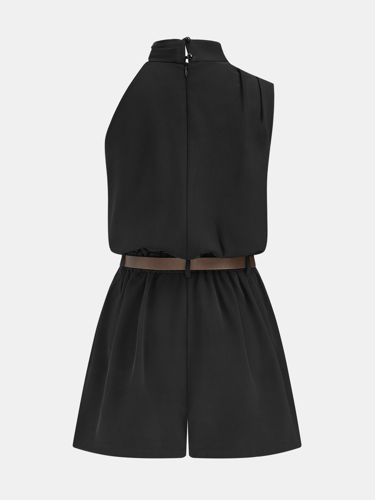 Asymmetric Sleeveless Belted Tailored Romper