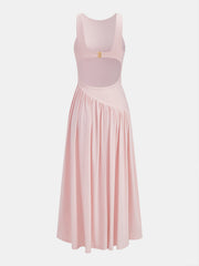 Asymmetric Sleeveless Backless Midi Dress