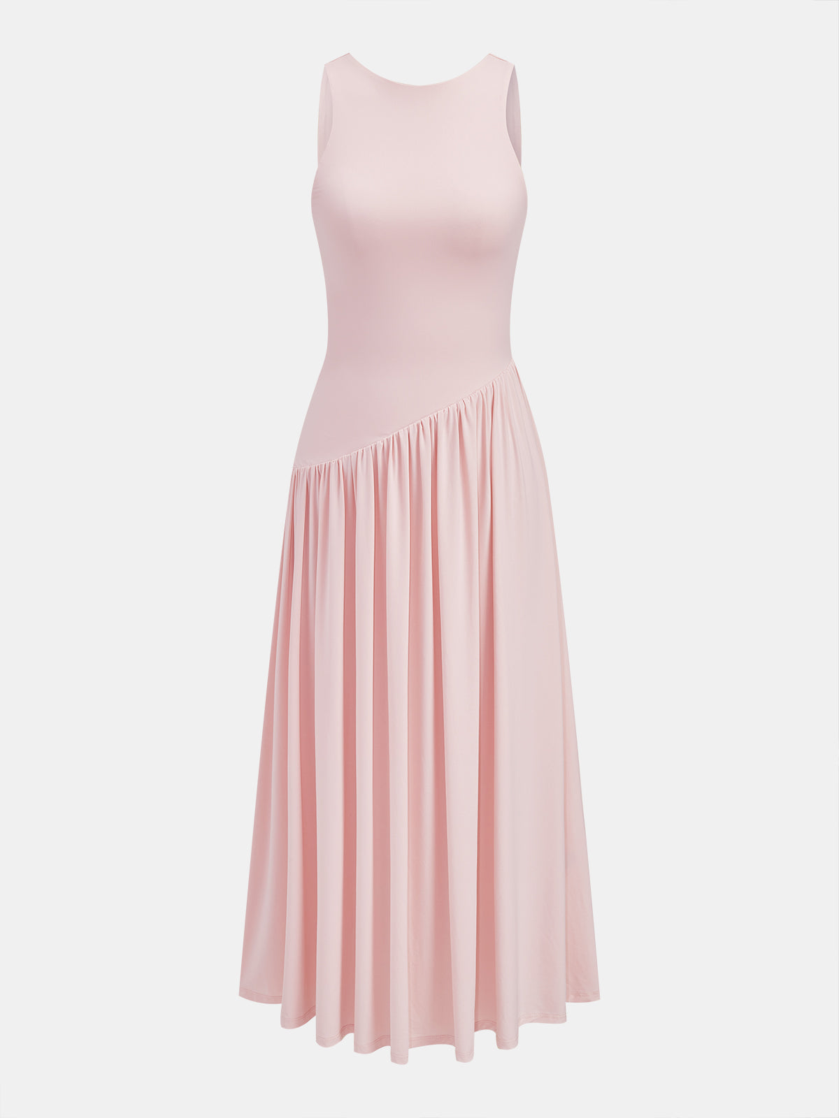 Asymmetric Sleeveless Backless Midi Dress