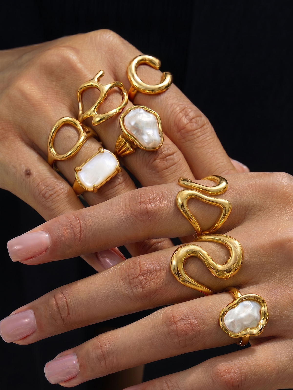 7PCS Irregular Pearl Ring Set