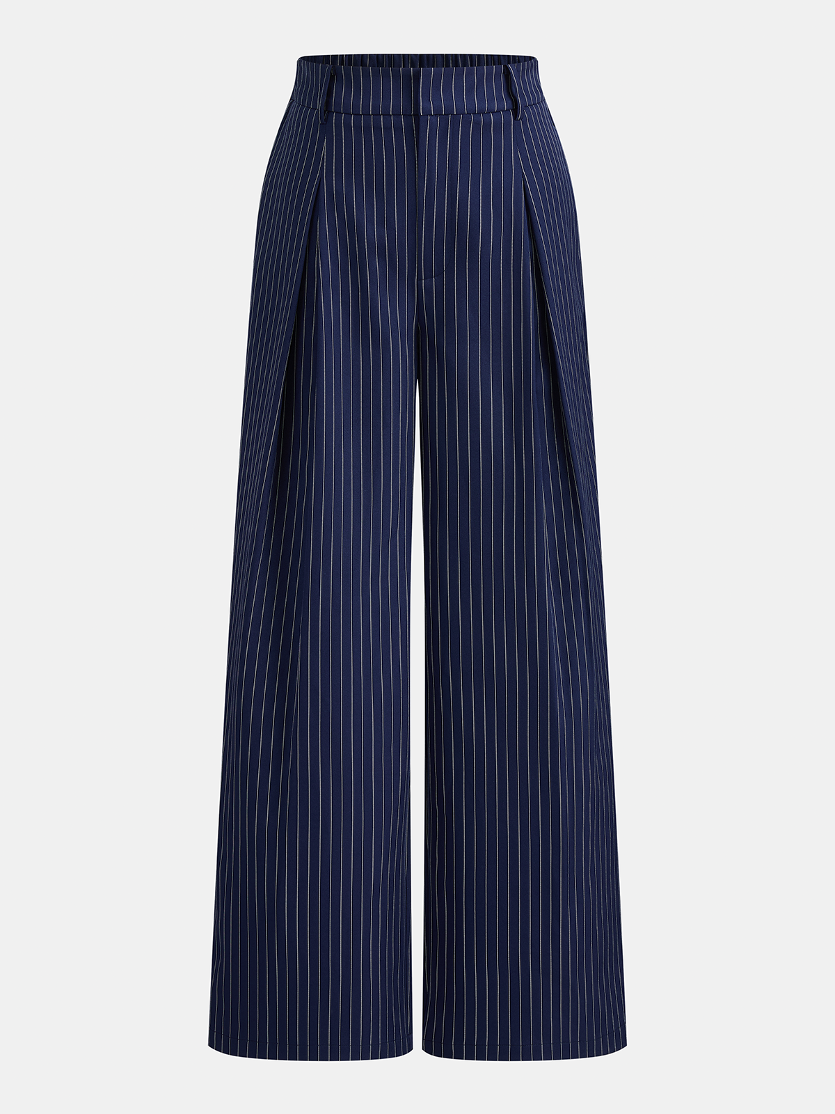 Asymmetric Pinstripe Top & Pleated Pants Set