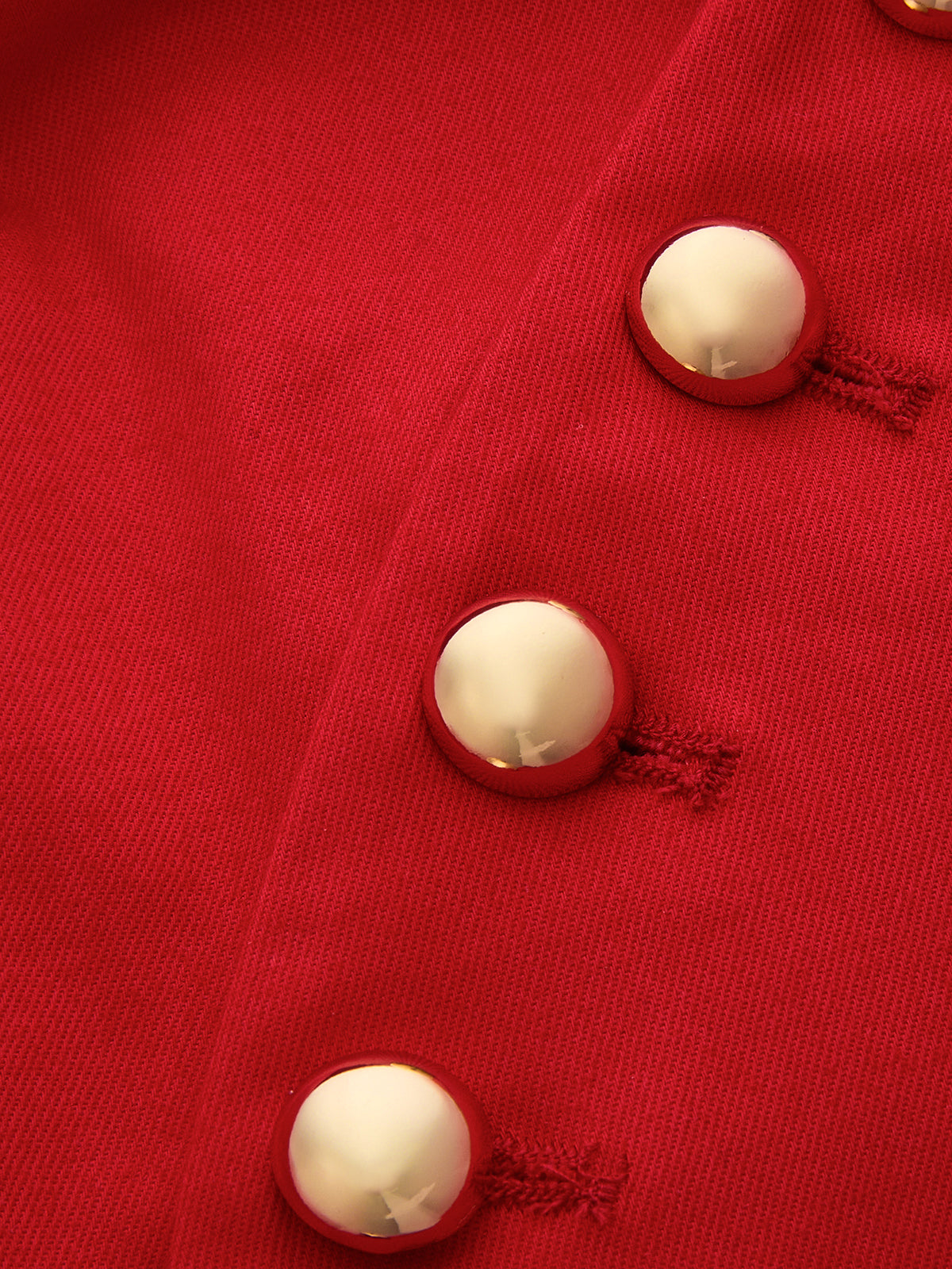 Asymmetric Metal Button Fitted Top
