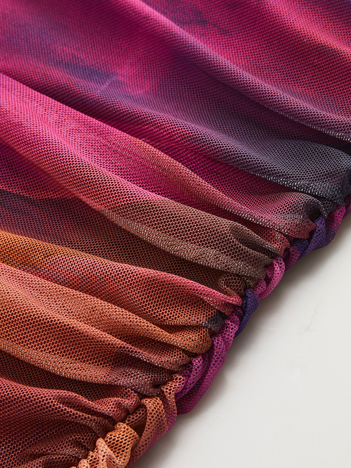Asymmetric Hem Tie Dye Mesh Maxi Dress