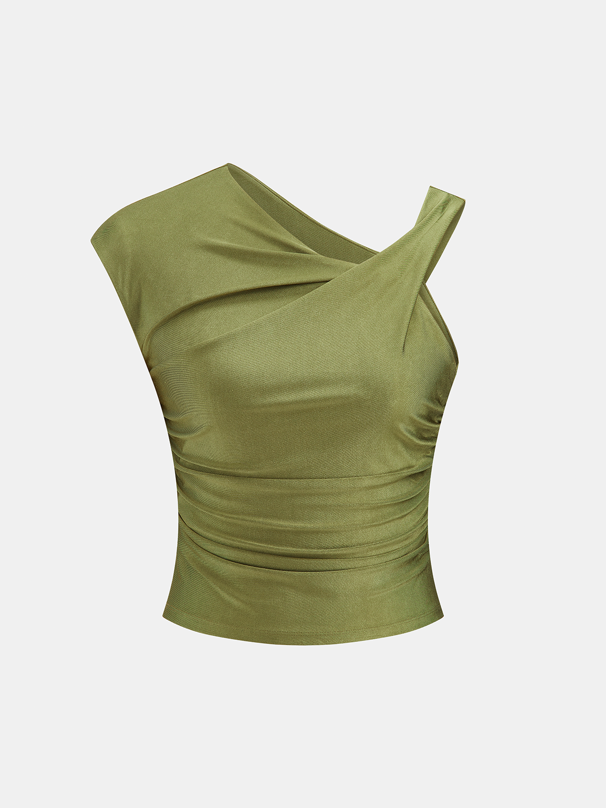 Asymmetric Ruched Sleeveless Top