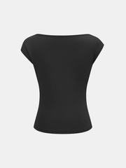 Asymmetric Neckline Ring Detail Top
